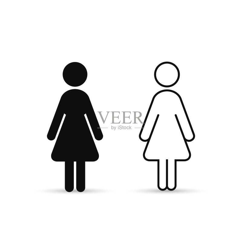 隔离的简约女性图标集图标素材