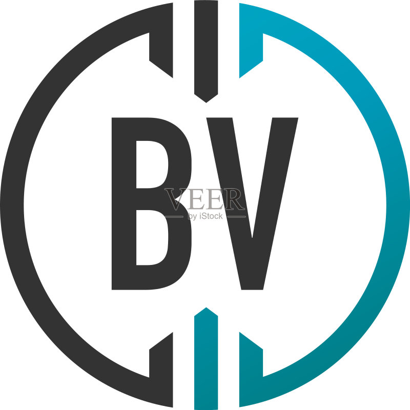 字母BV圆形简约创意标志图标素材
