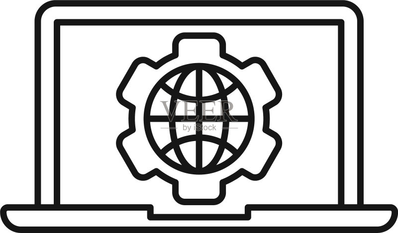 外包笔记本电脑图标轮廓风格图标素材