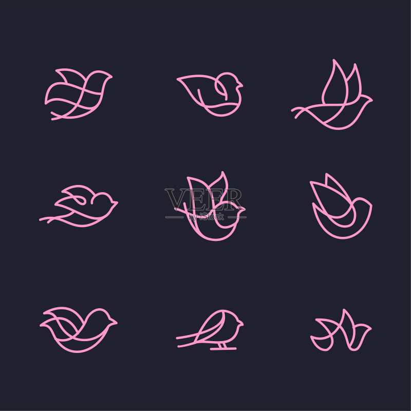 鸟类线条艺术logo设计合集图标素材