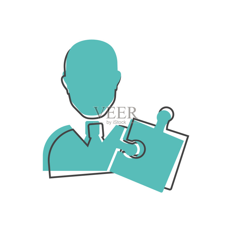 管理图标拼图和商务人士图标素材