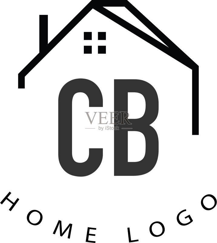 首字母CB房屋创意标志设计图标素材
