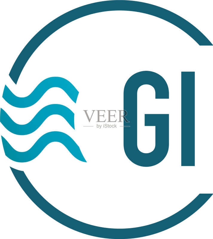 字母GI水滴创意Logo设计图标素材