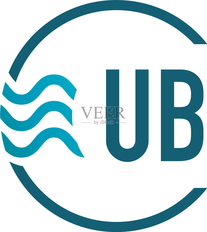 水元素创意logo设计,首字母UB图标素材