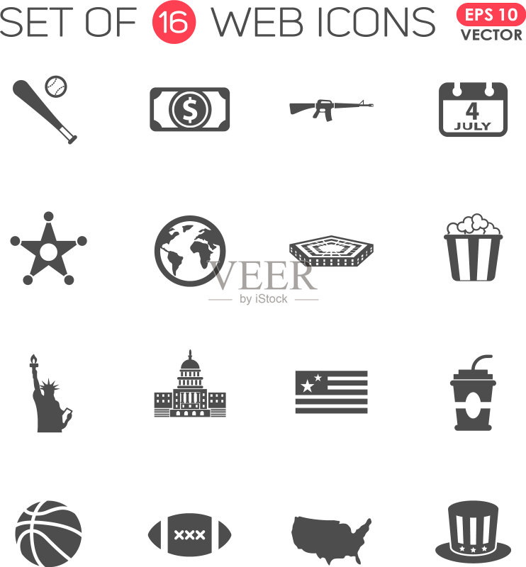 美国16个Web图标图标素材