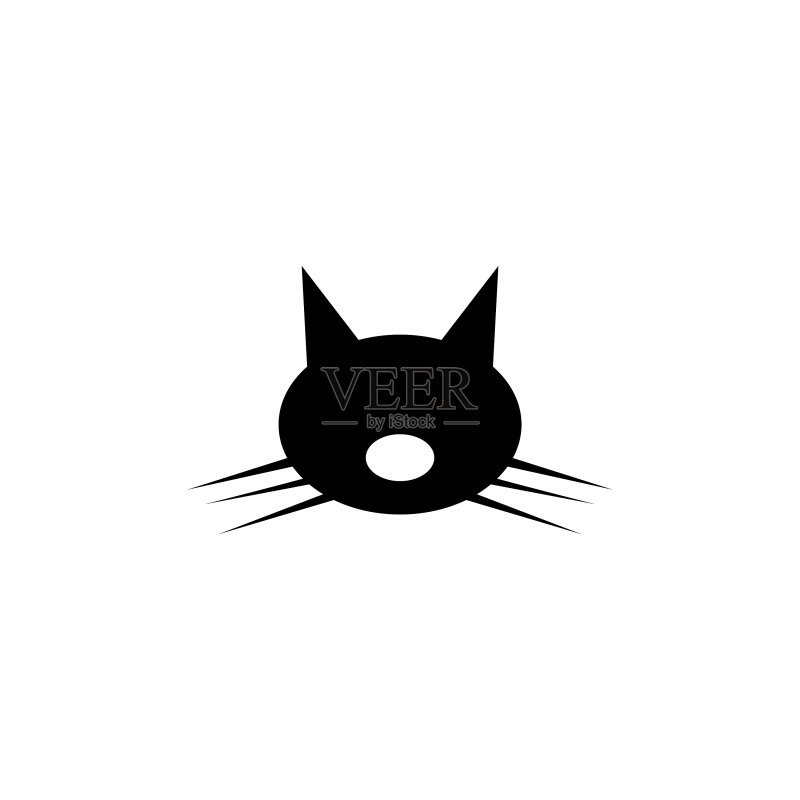 可爱的猫头动物面部扁平图标图标素材
