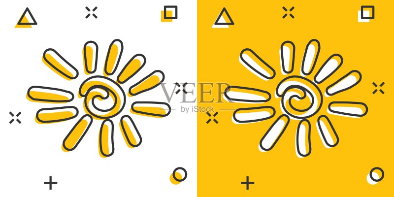 漫画风格手绘太阳图标矢量素材图标素材