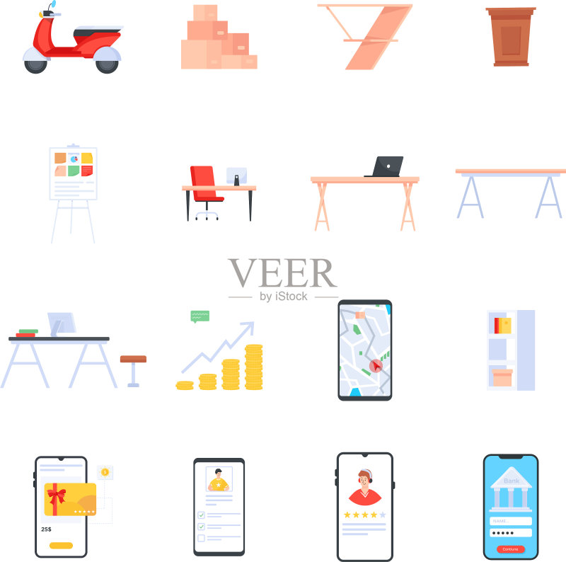 扁平化风格物流配送图标包图标素材