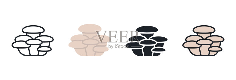 平菇线性扁平彩色图标图标素材
