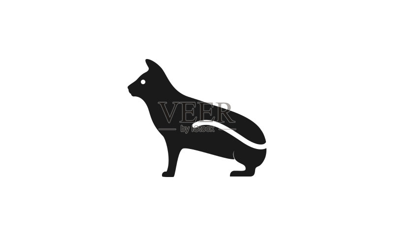 现代黑猫造型Logo图标剪影设计图标素材