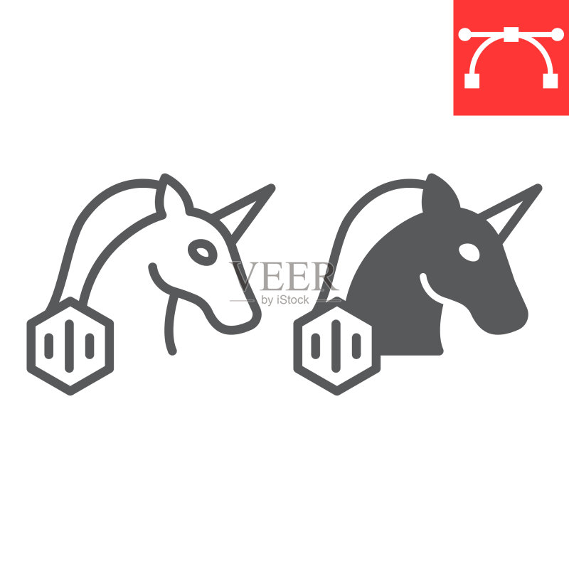 NFT代币独角兽线性图标图标素材