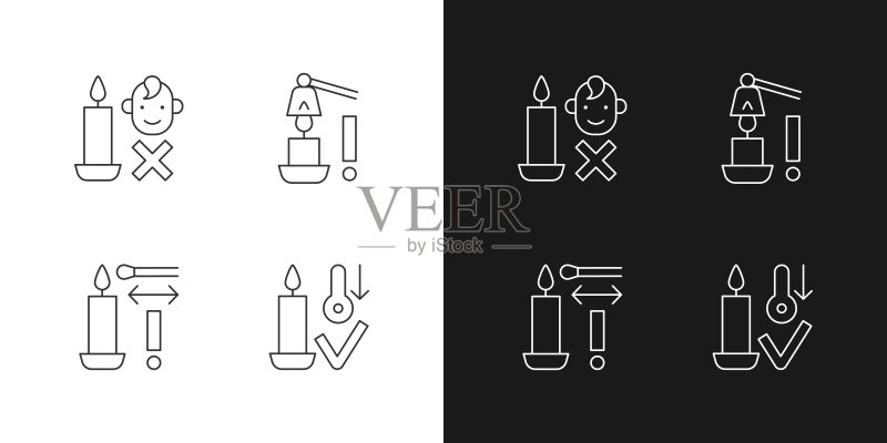 安全燃烧蜡烛线性图标图标素材