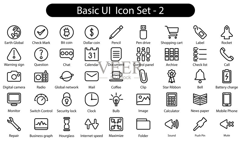基础UI双线图标集图标素材