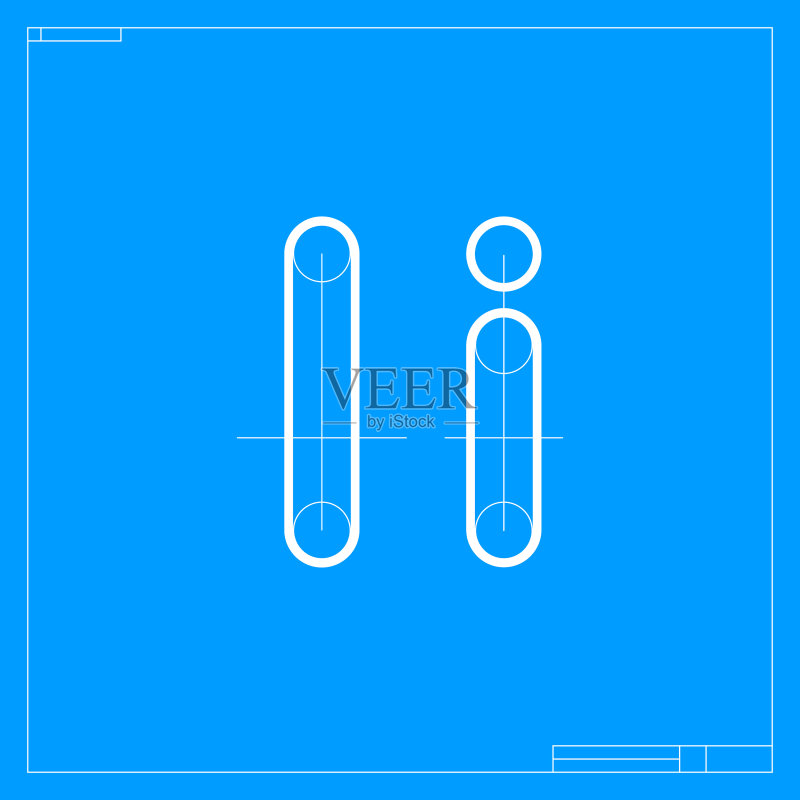 带建筑的蓝图草图字母I标志图标素材