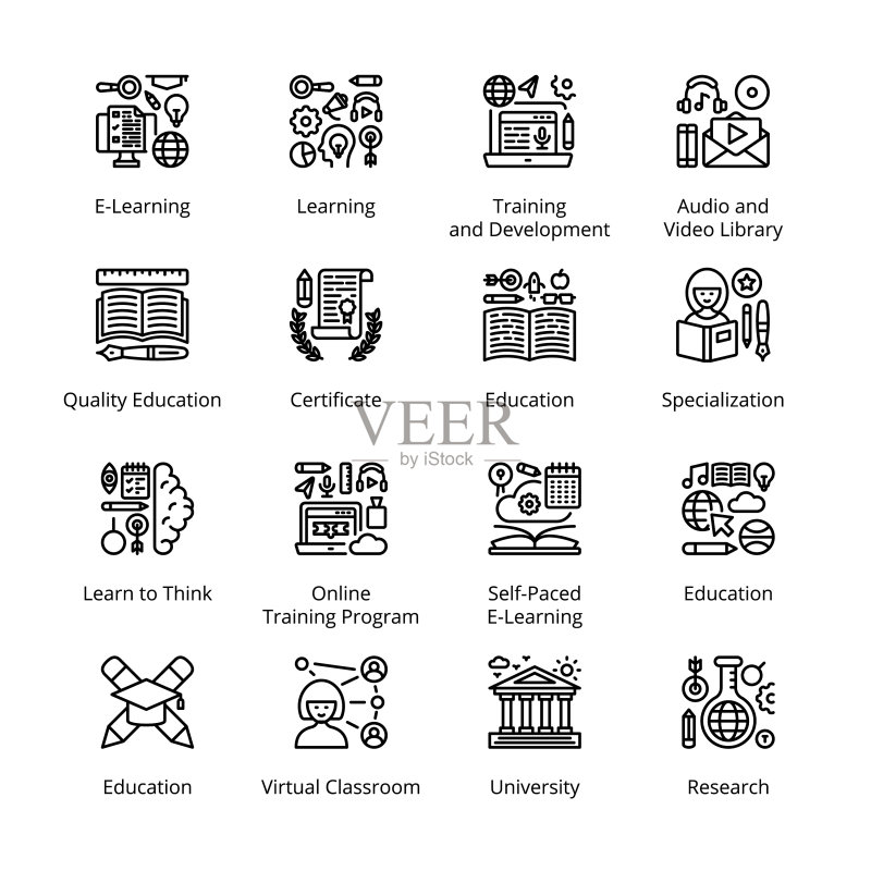 开学季线性图标图标素材