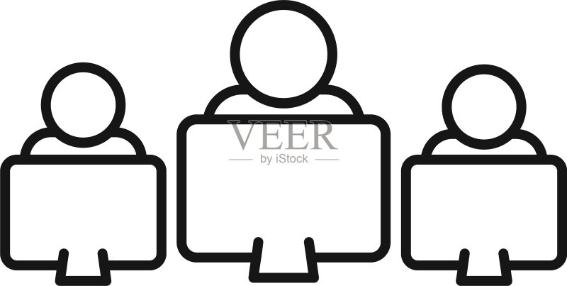 群组在线会议图标轮廓样式图标素材