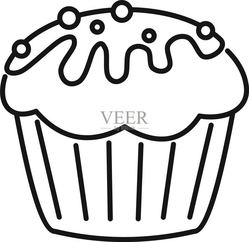 纸杯蛋糕轮廓图标图标素材