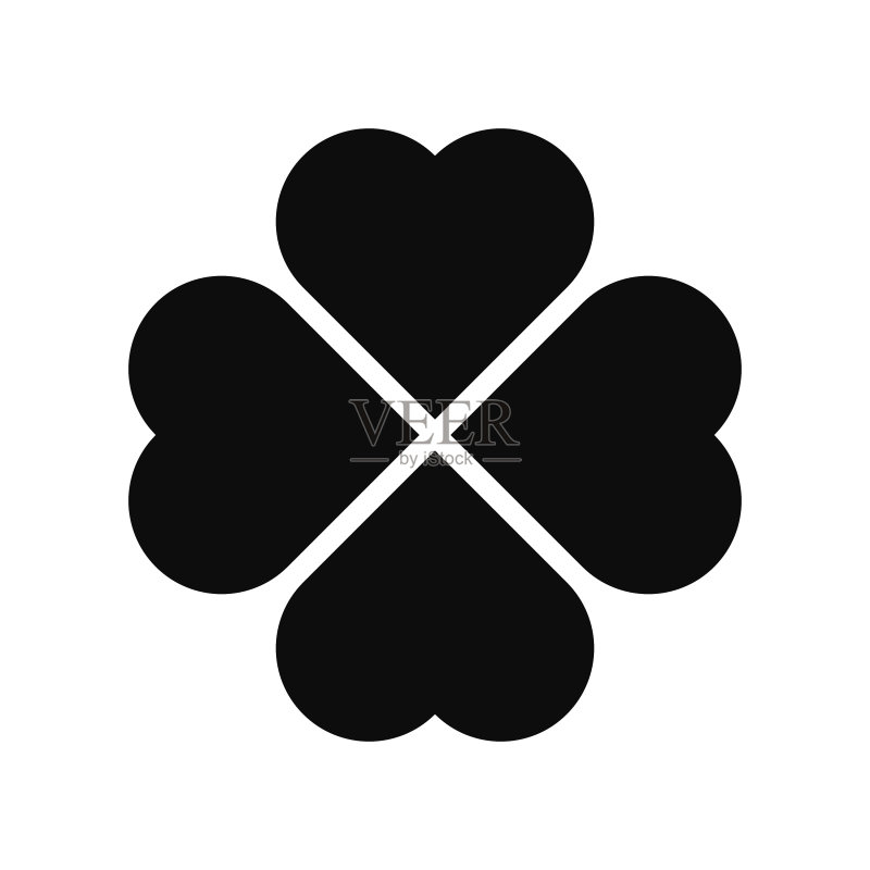 白色背景上的爱尔兰四叶草黑色图标图标素材