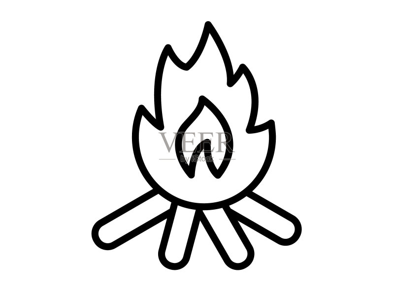 描边篝火单个图标图标素材