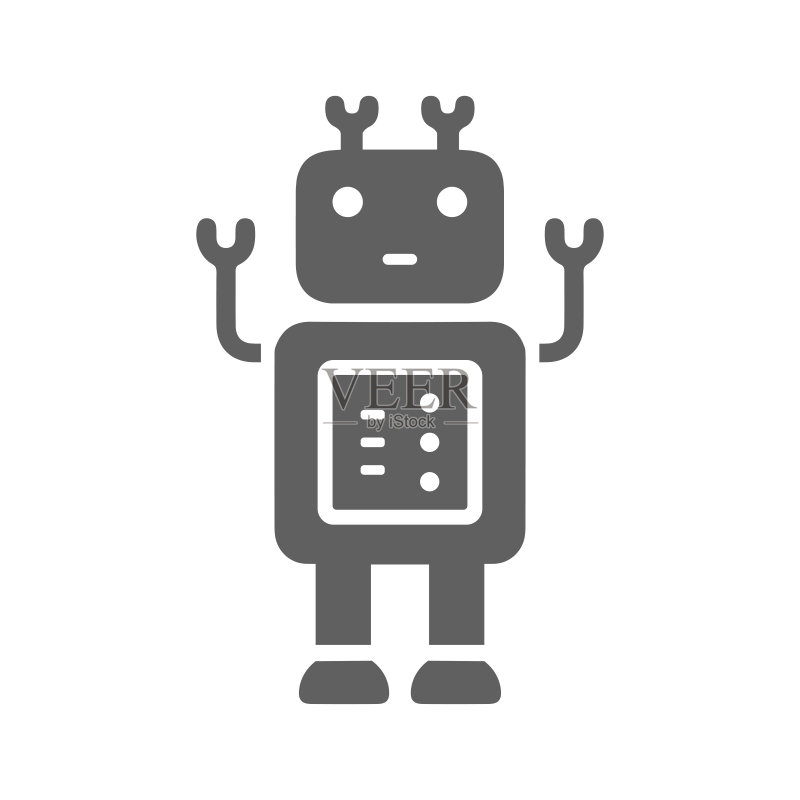 机器人图标:灰色矢量图形图标素材