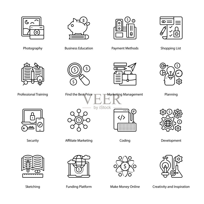 电子商务轮廓图标 - 描边图标素材