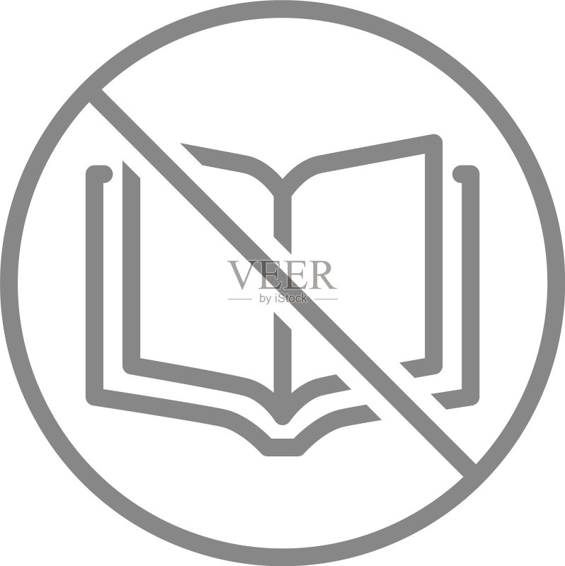 禁止打开书籍标志线条图标图标素材