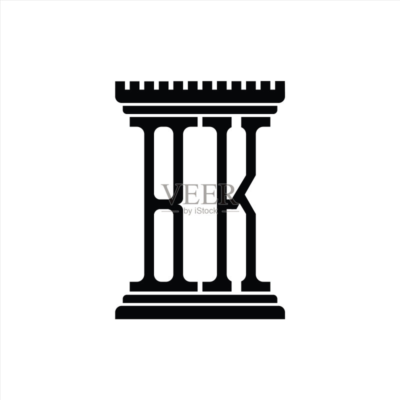 具有支柱形状设计模板的BK标志图标素材