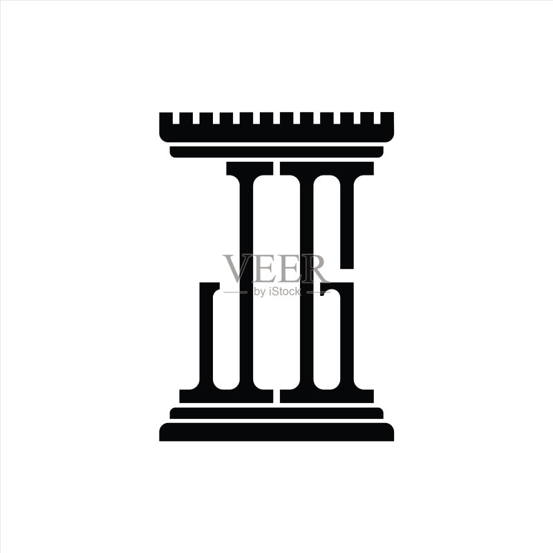 JG字母Logo标志,柱形设计模板图标素材