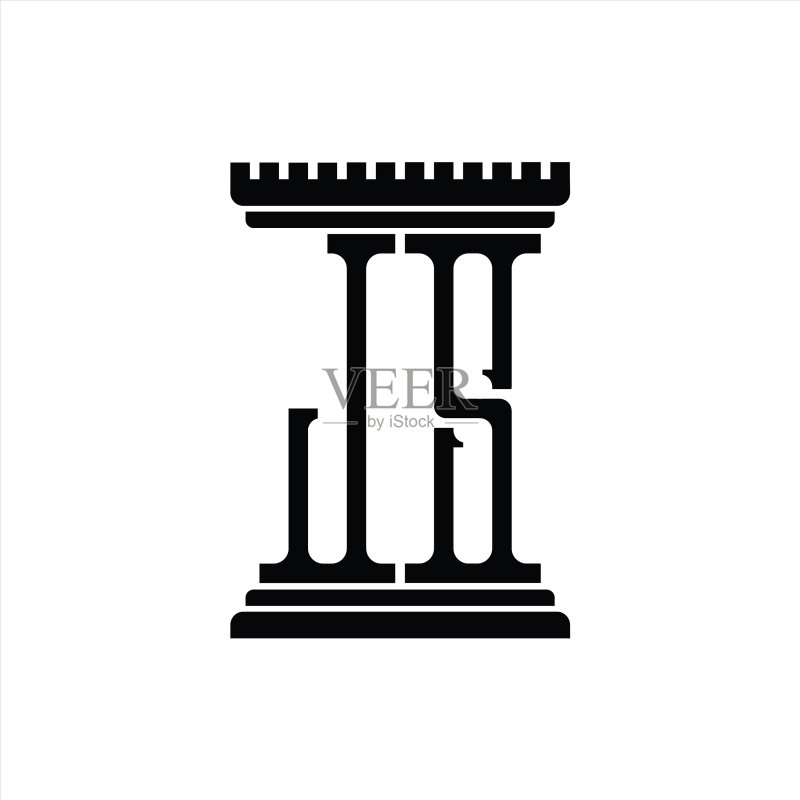 JS字母组合标志,柱状造型设计模板图标素材