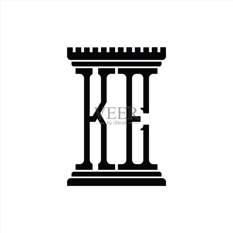 KE字母组合标志,立柱造型设计模板图标素材