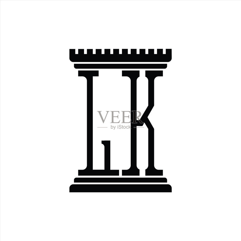 带有柱状造型设计模板的LK标志图标素材