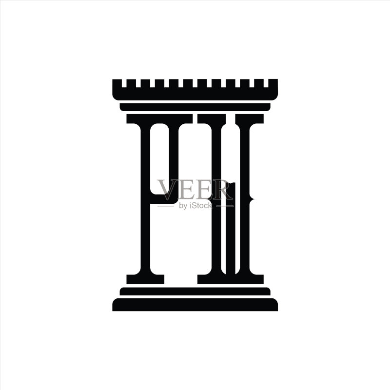 PW logo,柱状造型设计模板图标素材