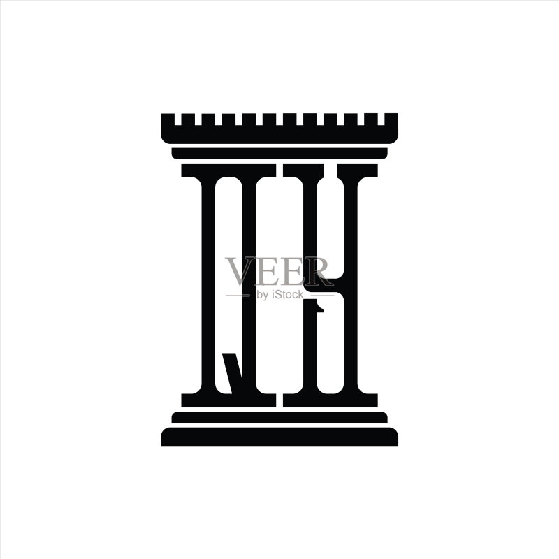 立柱造型的QY字母标志单标设计模板图标素材