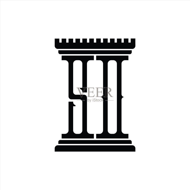 柱状造型的字母组合标志设计模板图标素材