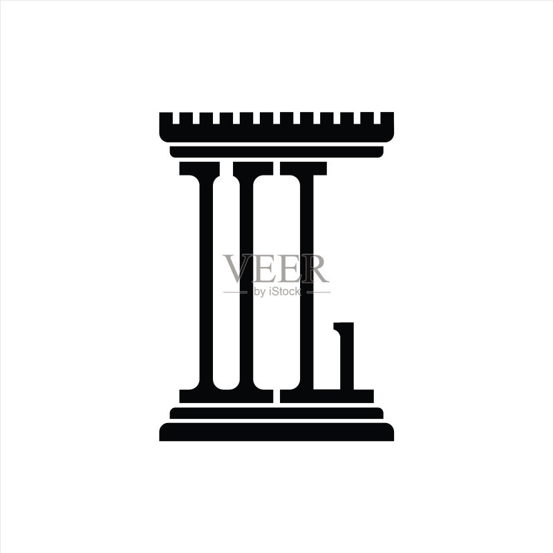 柱状造型UL字母logo标志设计模板图标素材
