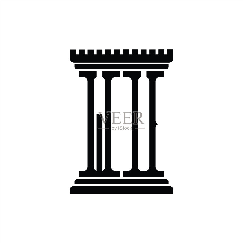 Wu字母组合柱状标志设计模板图标素材