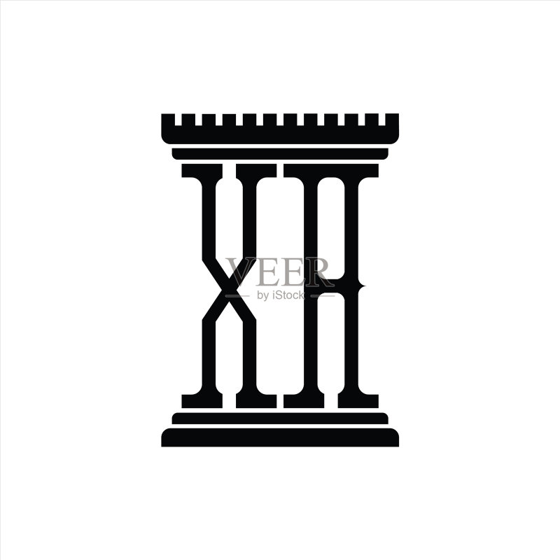 具有支柱形状设计的XA字母组合标志模板图标素材
