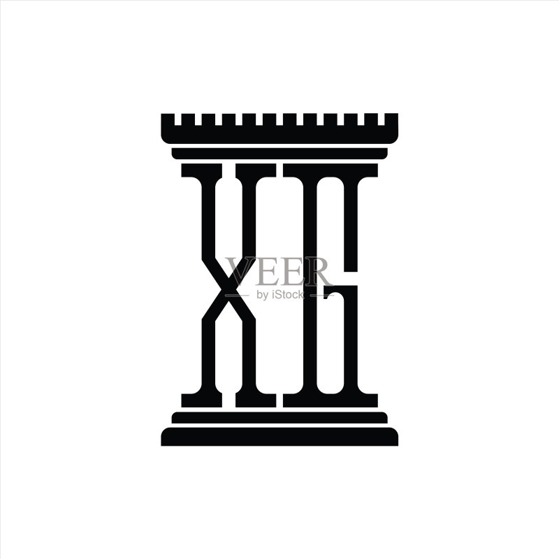 柱状XG字母组合logo设计模板图标素材