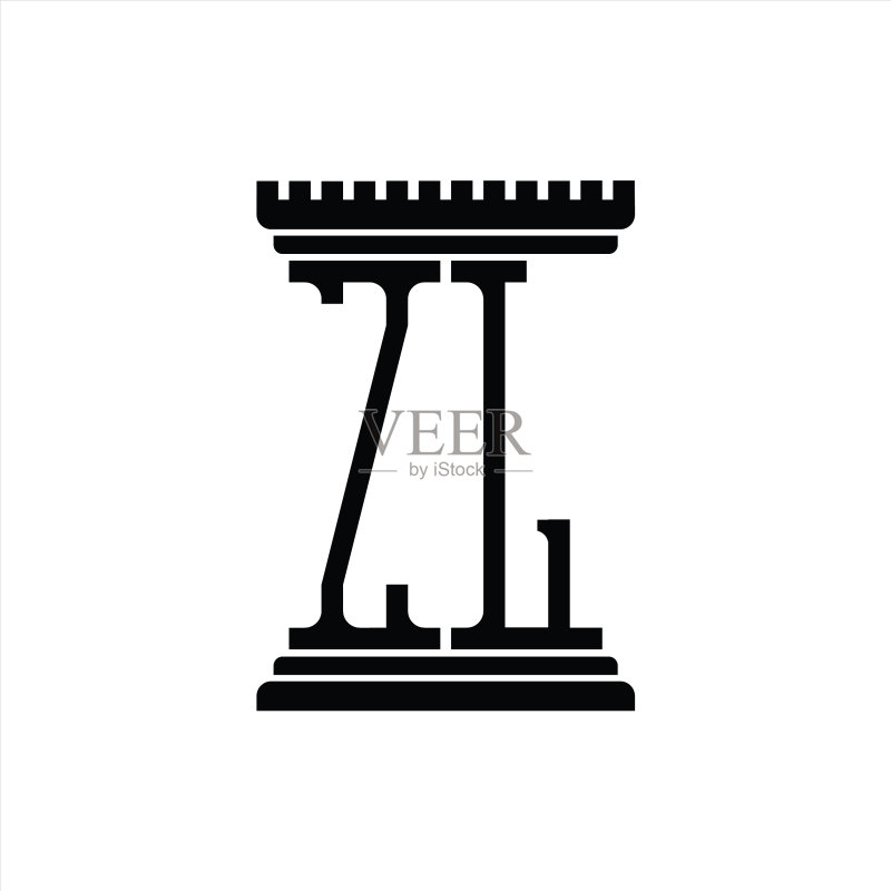 Zl标志字母与柱形设计模板图标素材