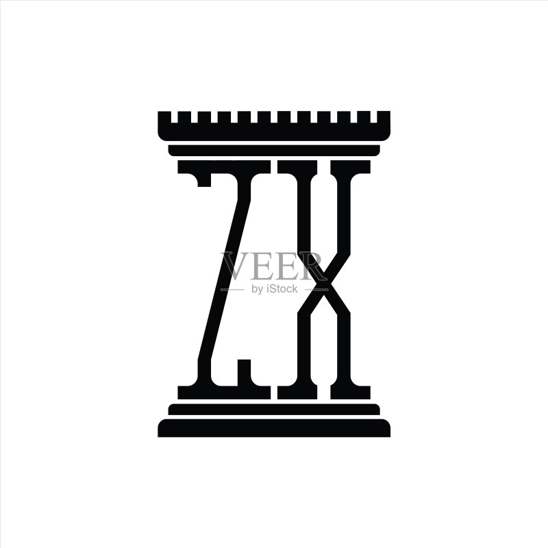 柱状ZX字母组合标志设计模板图标素材
