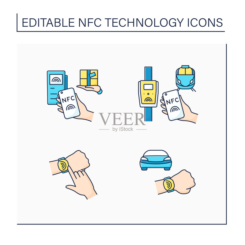 NFC技术彩色图标集图标素材