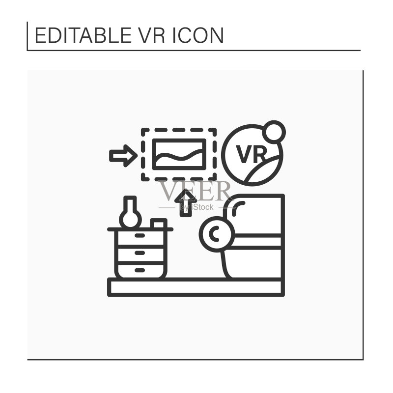 VR室内设计线性图标图标素材