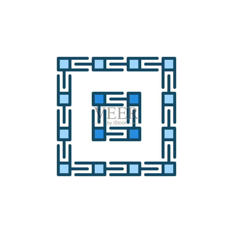 区块链蓝色图标-区块链概念图标素材