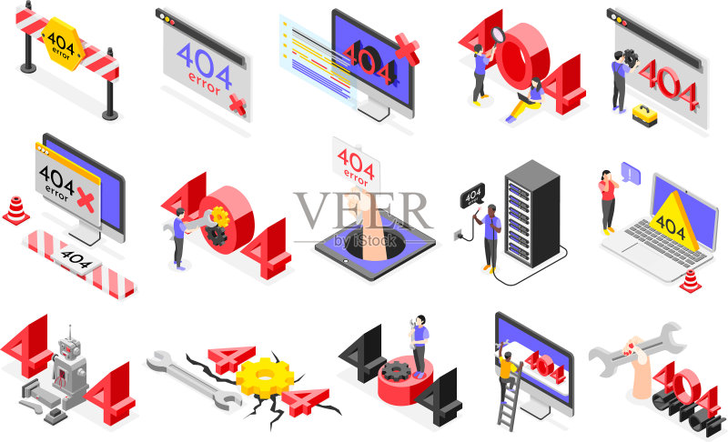 错误等距图标集图标素材