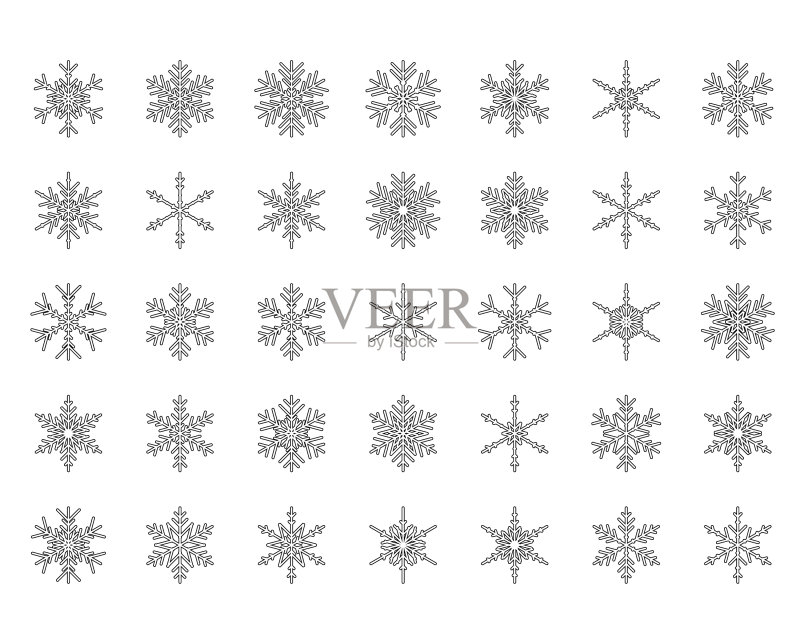 不同雪花圣诞新年合集图标素材
