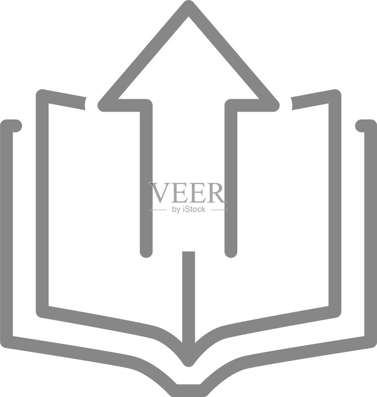带有向上箭头的打开的书本,在线加载图标图标素材
