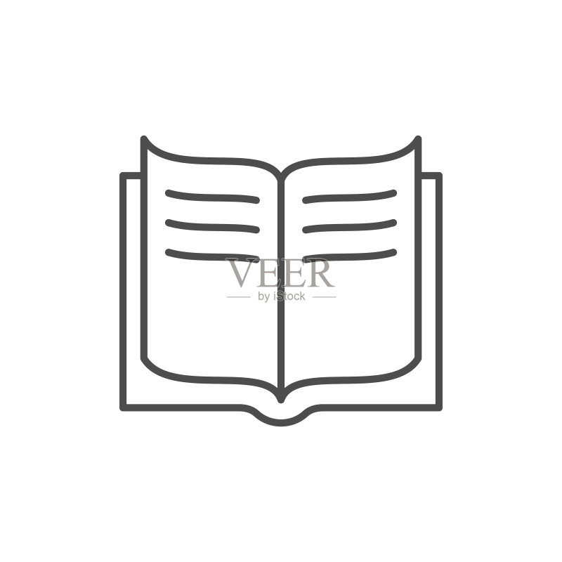 打开的书本线条轮廓图标图标素材