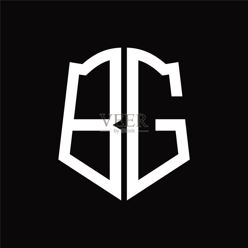 盾形缎带Logo首字母背景图标素材