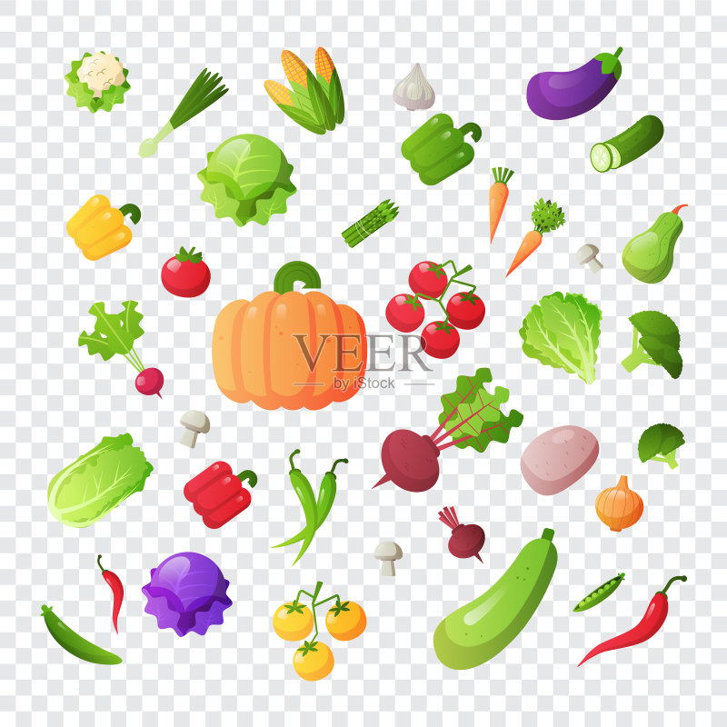 新鲜蔬菜合集健康食品图标素材