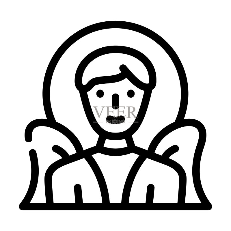 奇幻天使角色线条图标矢量图图标素材